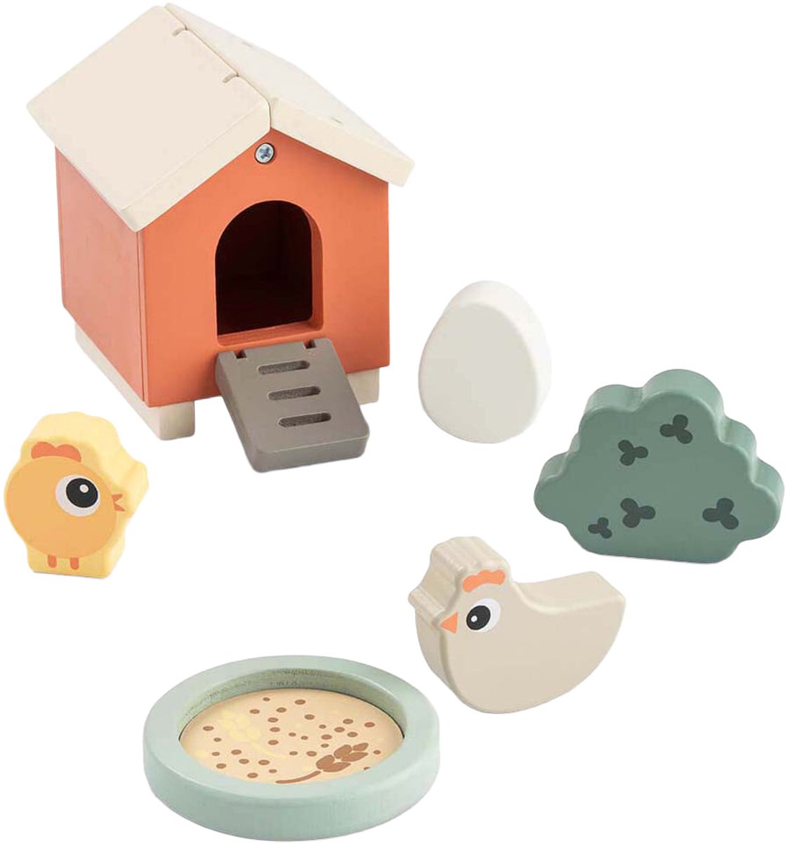 Fait par des cerfs, petite ferme, ensemble de jeu en bois, clucky