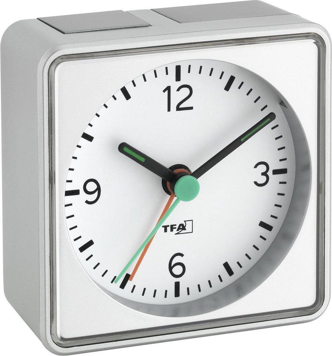 Tfa dostmann 60.1013.54 réveil quartz argent heures d'alarme : 1 aiguilles fluorescentes