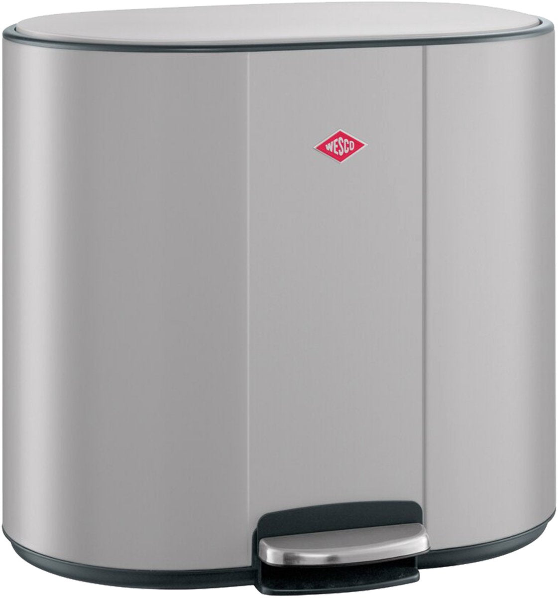 Wesco multicollector 2 poubelle tri des déchets (2x25 litres) | 50 litres | métal - gris froid mat | Poubelle à pédale duo avec fermeture amortie et filtre anti-odeurs