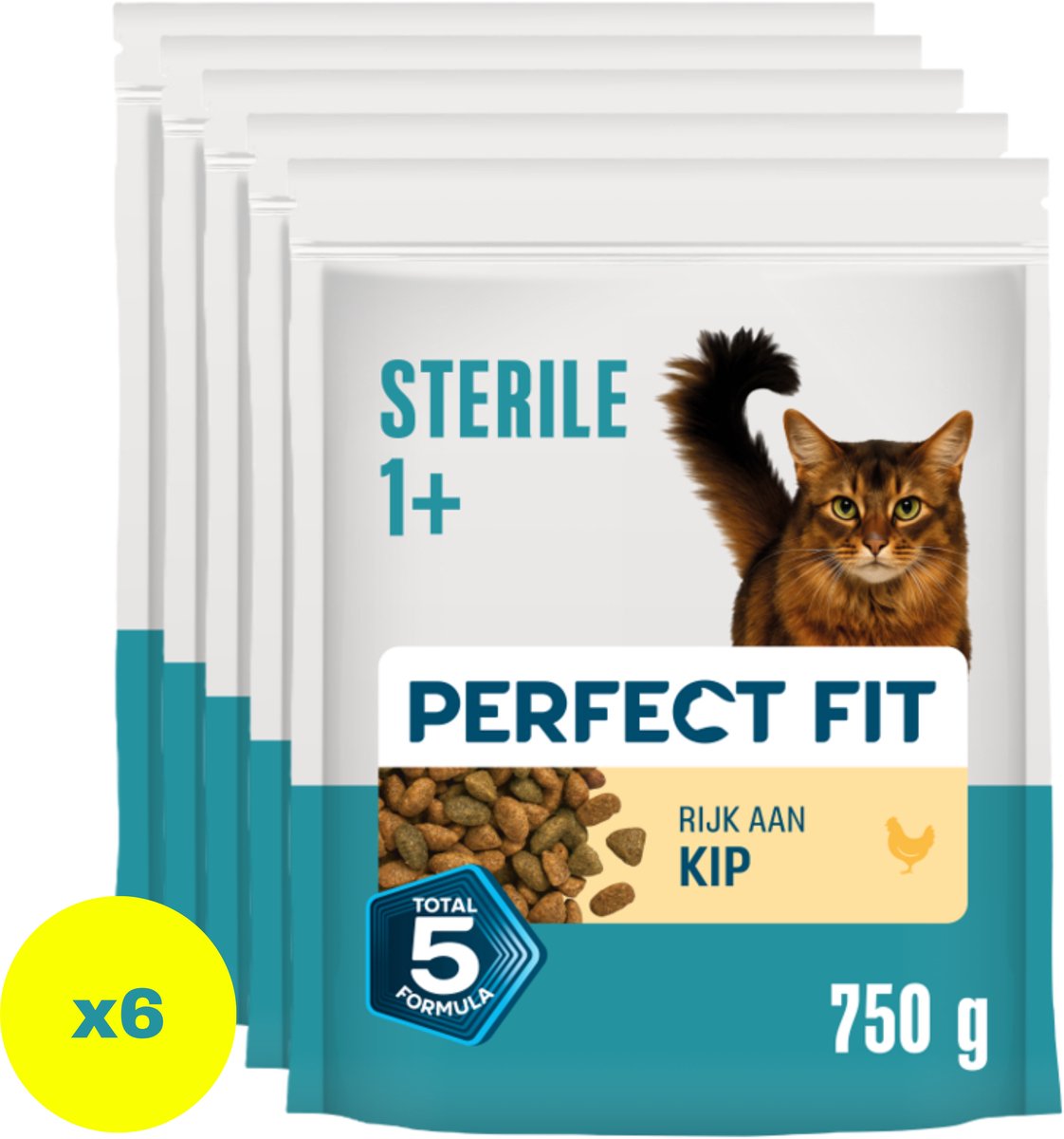 Nourriture pour chat Perfect Fit - stérile adulte - poulet - 6x750g
