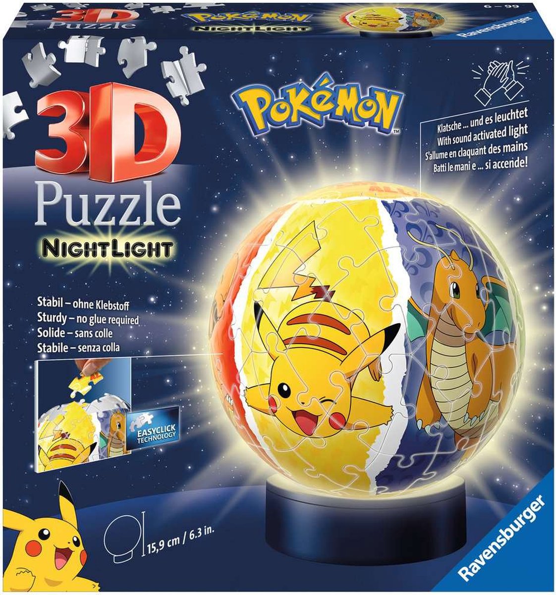 Ravensburger 3d Puzzle Pokémon Night lampe, 72st.