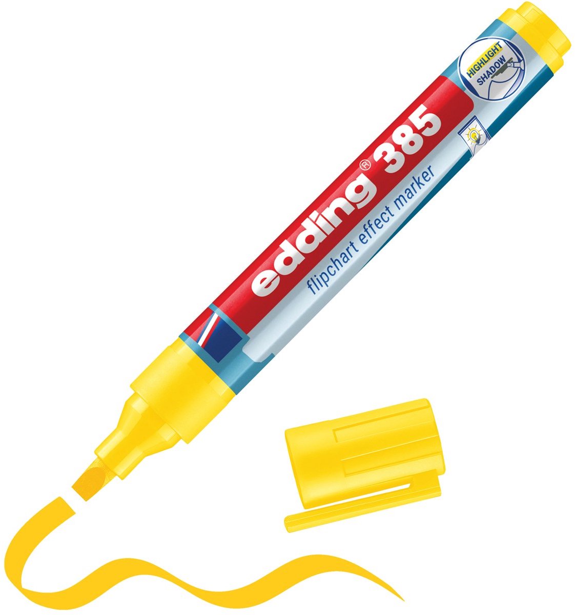 Edding 385 surligneur à pointe flexible jaune - 1 pièce - rechargeable - surligneur pour tableaux à feuilles mobiles et papier normal