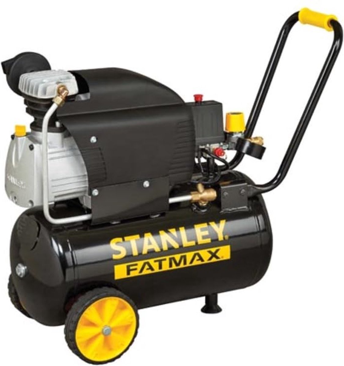 Compresseur robuste Stanley fatmax avec entraînement direct et lubrification à l'huile - 2 CV - 24 l - 8 bar - 570x255x590 mm - noir