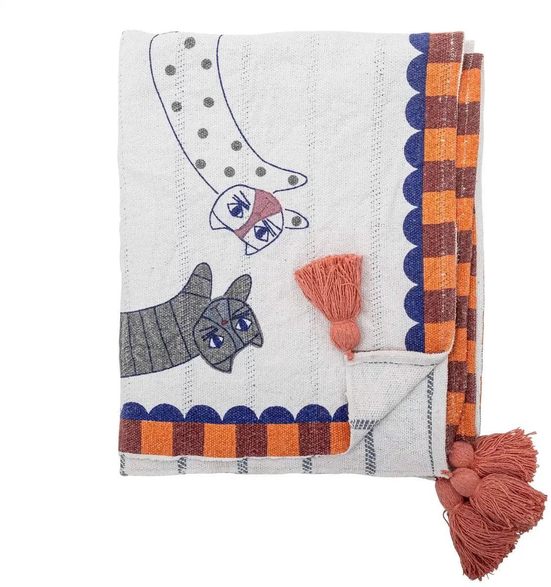 Bloomingville - plaid gerecycled katoen wit missy - 130x160cm