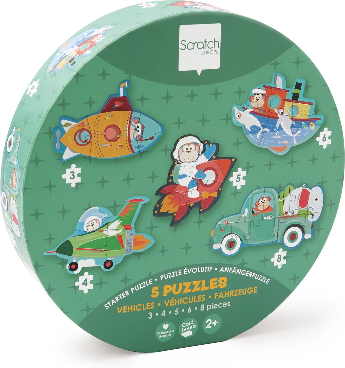 Puzzle pour débutants à gratter - véhicules - env. 10-19cm - avec 5 puzzles - 2 ans