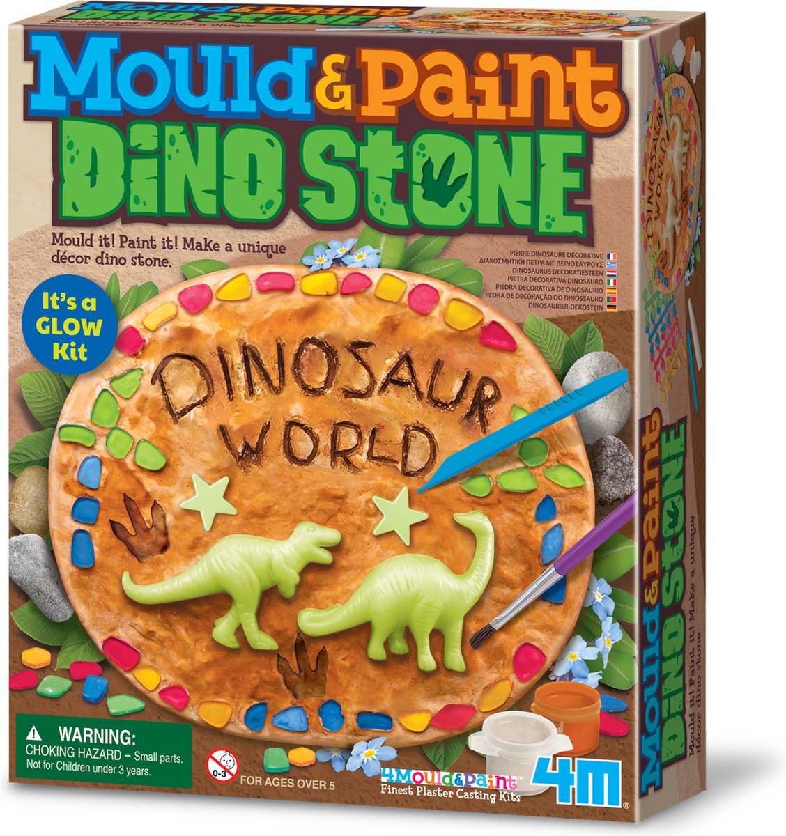 4m crafts - verser et peindre - pierre dinosaure - jouets créatifs - 5+