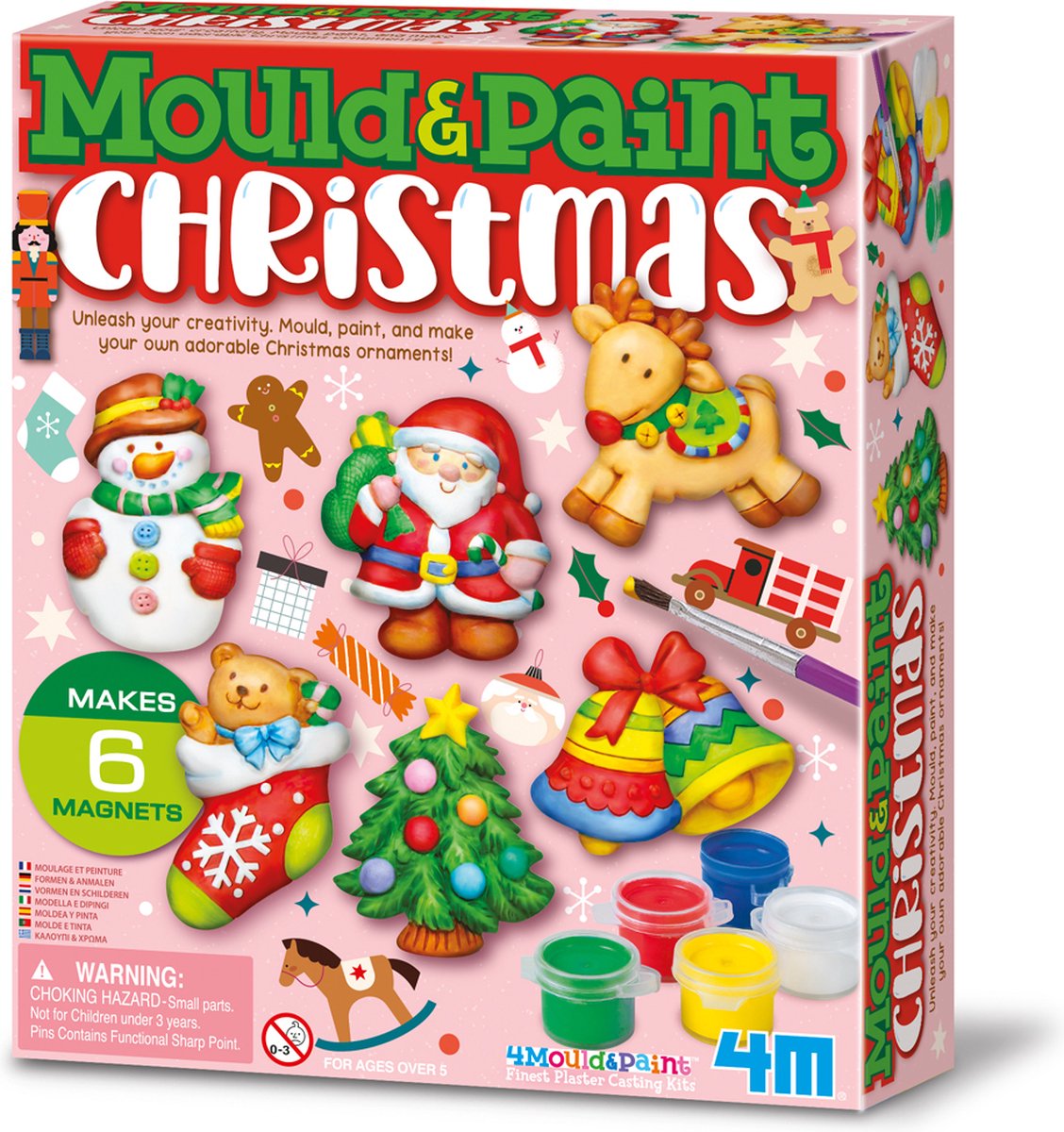 4m d'artisanat - verser et peindre - Noël - jouets créatifs - 6 aimants - paquet de loisirs - 5+