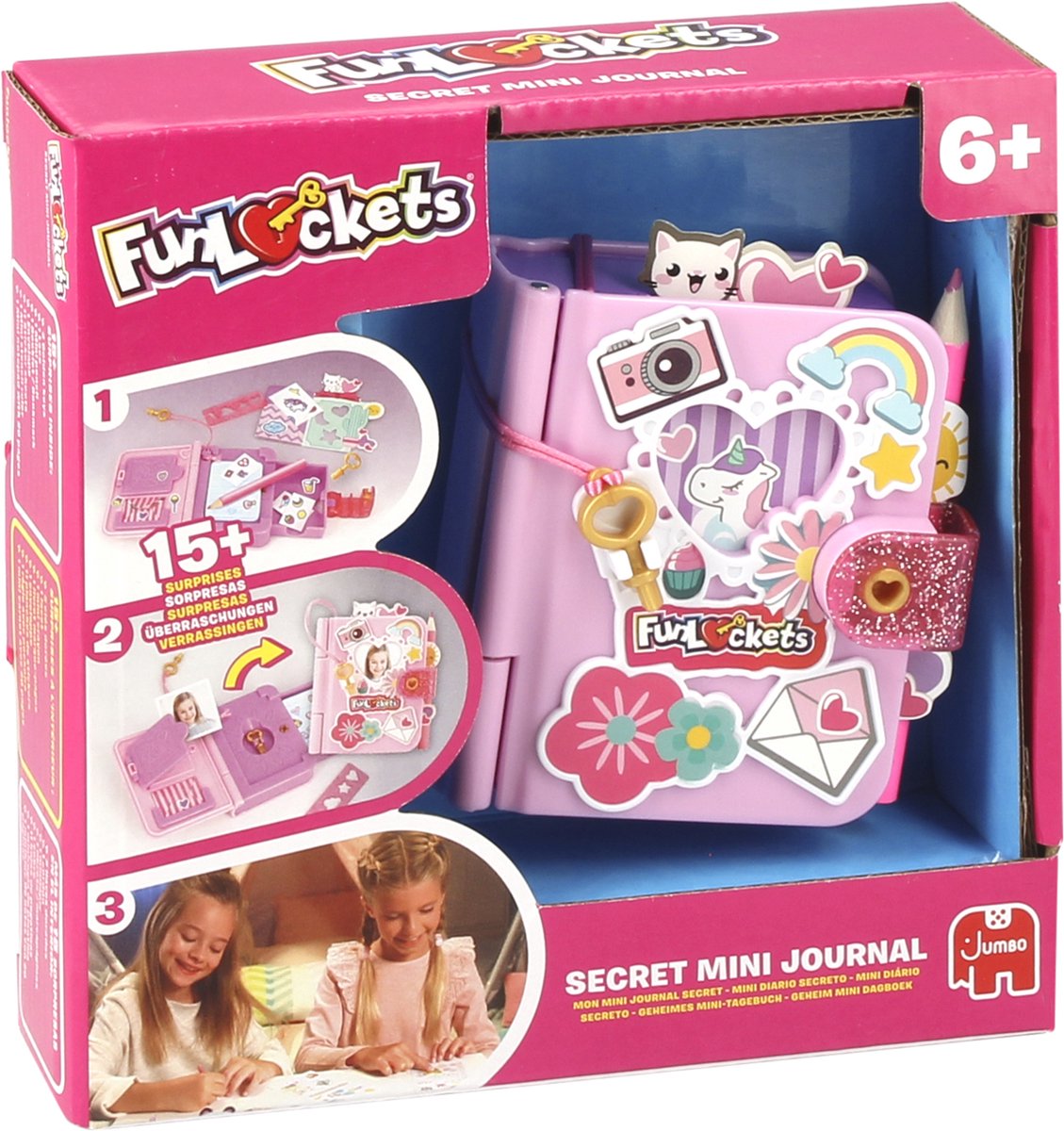 Funlockets jumbo - - mini journal secret - journal intime pour filles de 6 ans - avec plus de 15 surprises