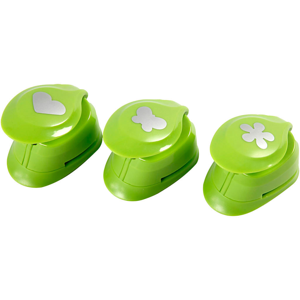 Creativ company set de poinçons, fleur, papillon, coeur, taille 25 mm, 3 pièces 1 boîte