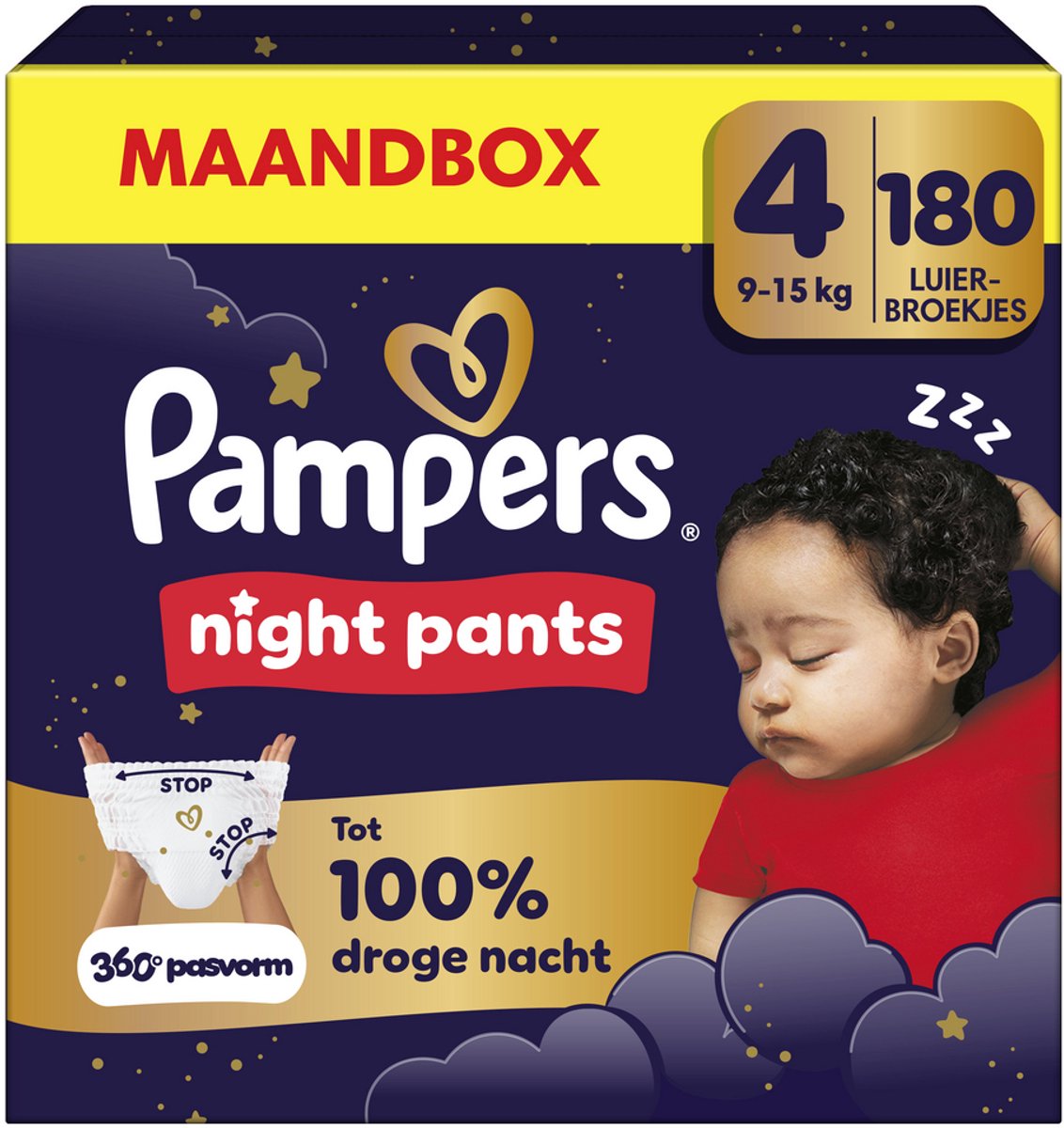 Pantalons de nuit Pampers taille 4 boîte mensuelle - 180 couches pantalons - 9kg-15kg