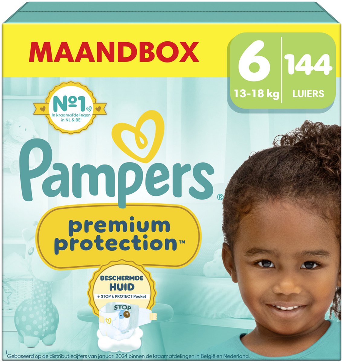 Pampers protection premium taille 6, 144 couches, 13kg-18kg
