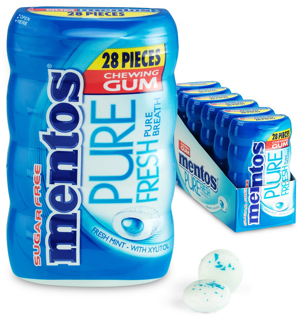 Mentos gum pure menthe fraîche - chewing-gum - sans sucre - 6x28 pièces
