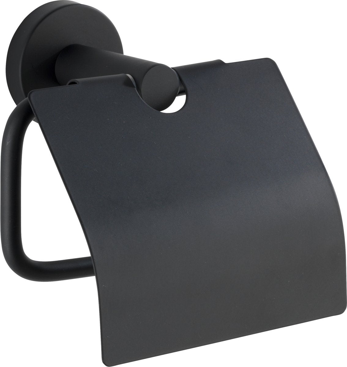 Wenko Porte-rouleau de papier toilette avec rabat bosio acier inoxydable noir mat - porte-rouleau de papier toilette