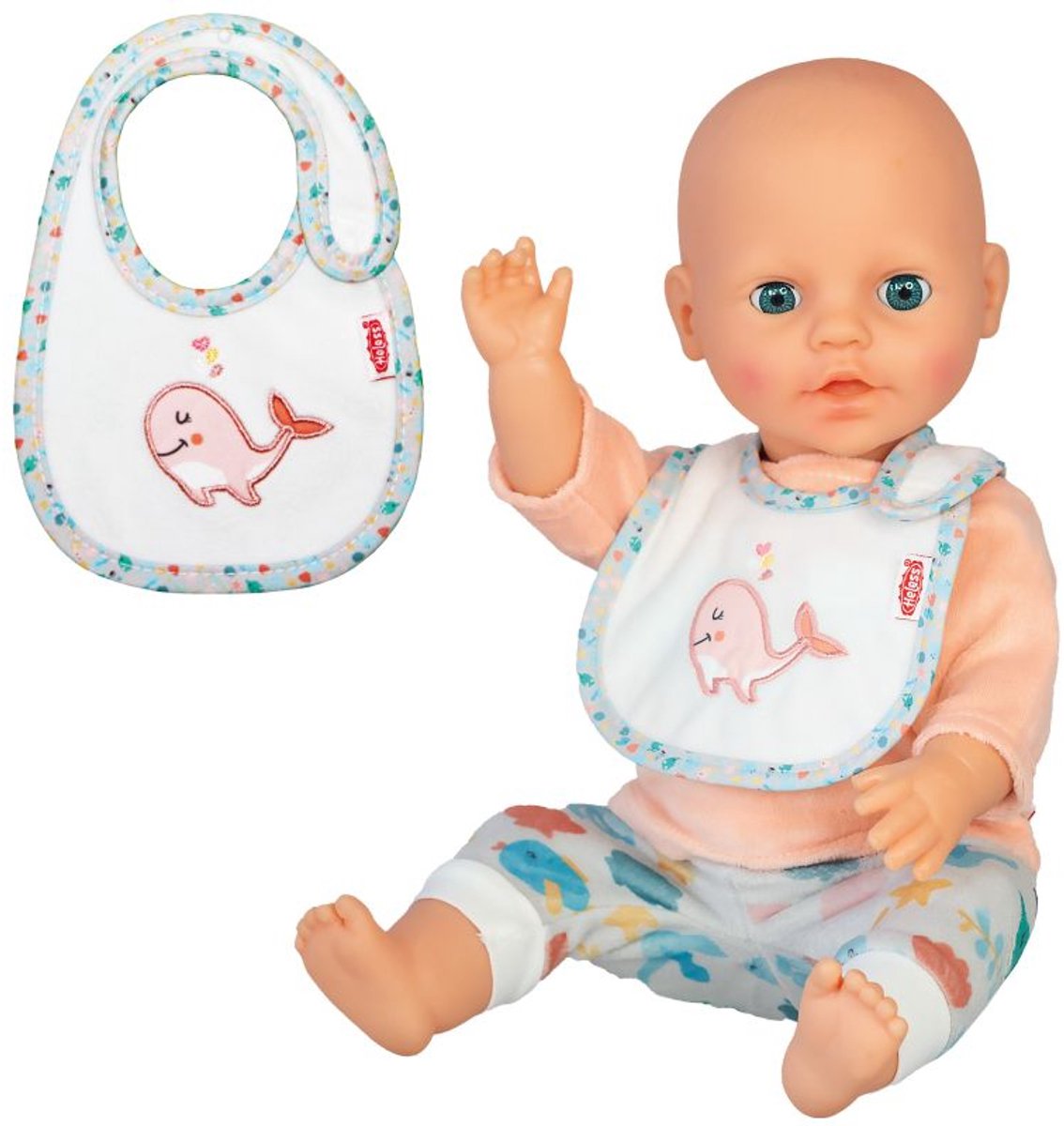 Bavoir pour poupée Heless baleine rose