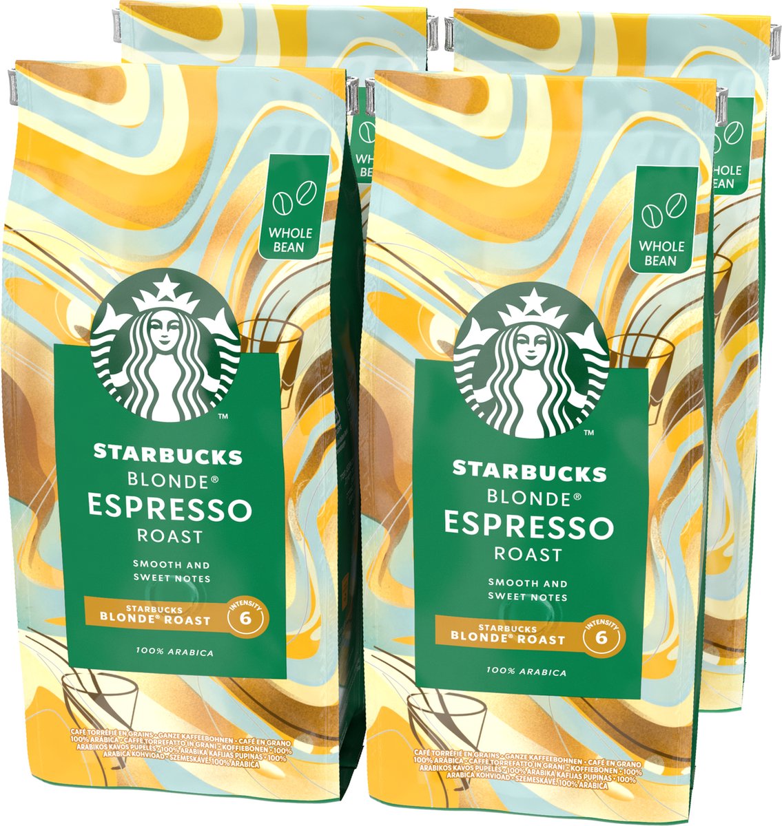 Grains de café torréfiés expresso blond Starbucks - 4 sachets x 450g