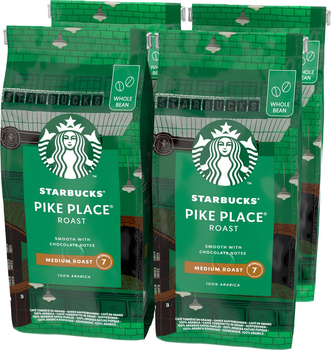 Grains de café torréfiés Starbucks Pike Place - 4 sachets x 450g