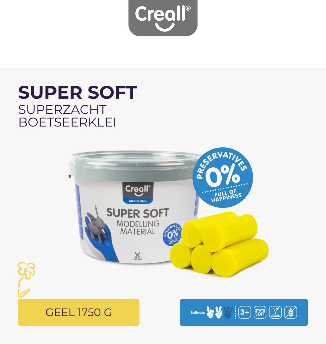 Creall argile supersoft jaune, 1750gr.
