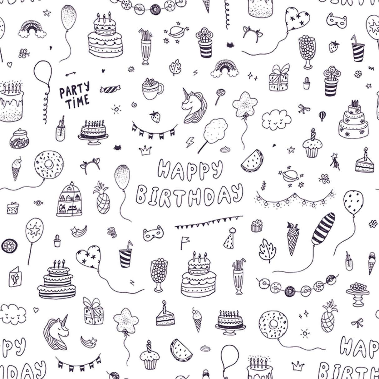 Rotolux Emballage Paper Colorable Unicorn Party, 4 m.