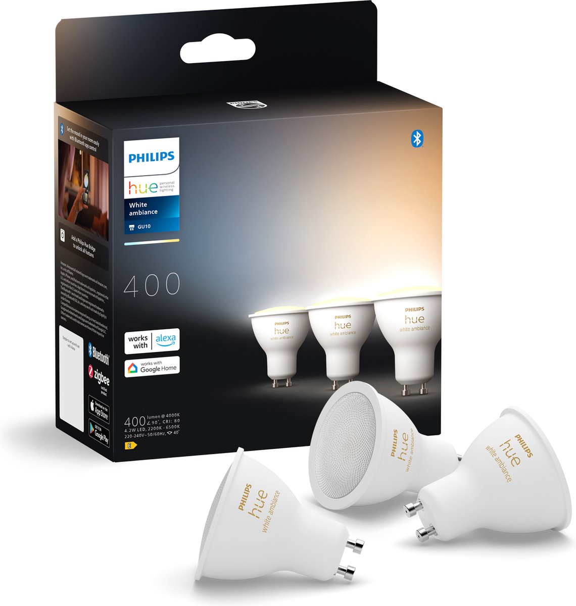 Philips hue spot - warm-tot koelwit licht - 3 pack - gu10