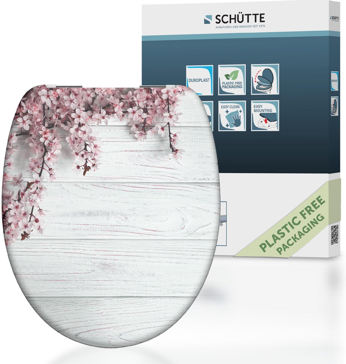 Siège de toilette Schütte avec des fleurs à fermer en bois
