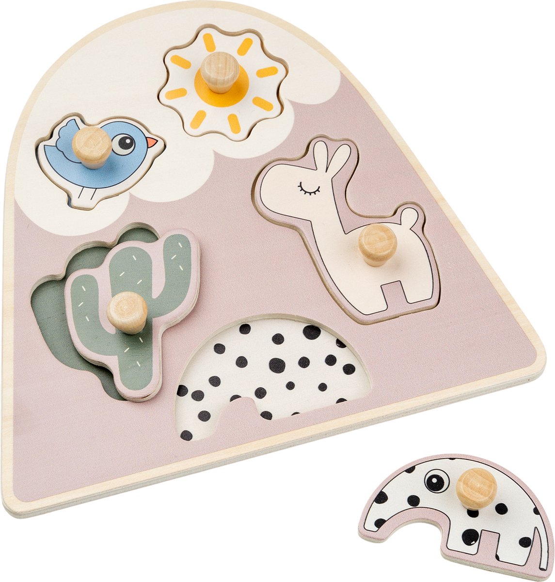 Done by deer puzzle à tiges en bois lalee beige, 5 pcs.