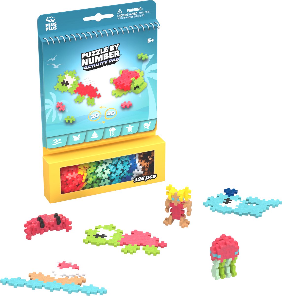 Tapis d'activités Plus-Plus – puzzle par numéro - océan - 3991 - jouets de construction et puzzle - jouets de construction - set de blocs de construction - à partir de 5 ans