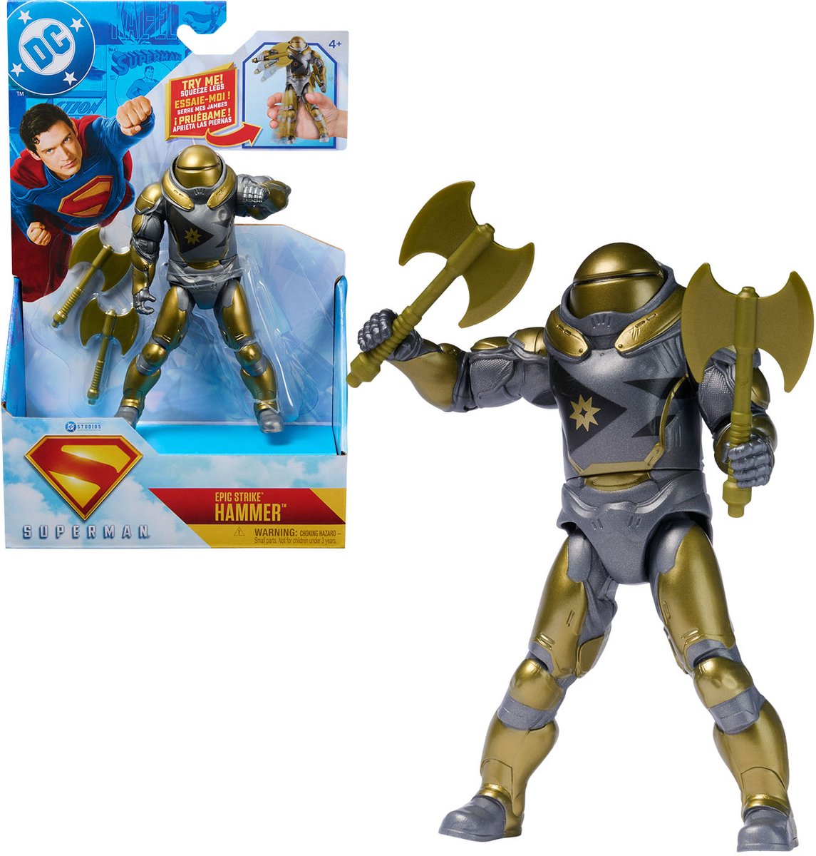 DC Comics, Superman, Green Lantern, figurine Epic Strike, 15 cm de haut, style film authentique, comprenant 2 accessoires, jouets