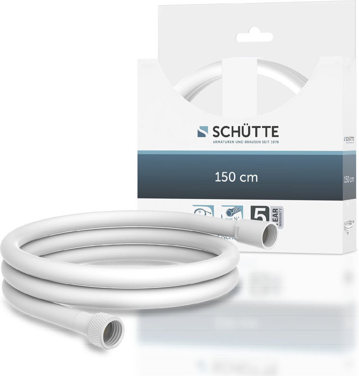 Flexible de douche Schütte - plastique - 150 cm - blanc