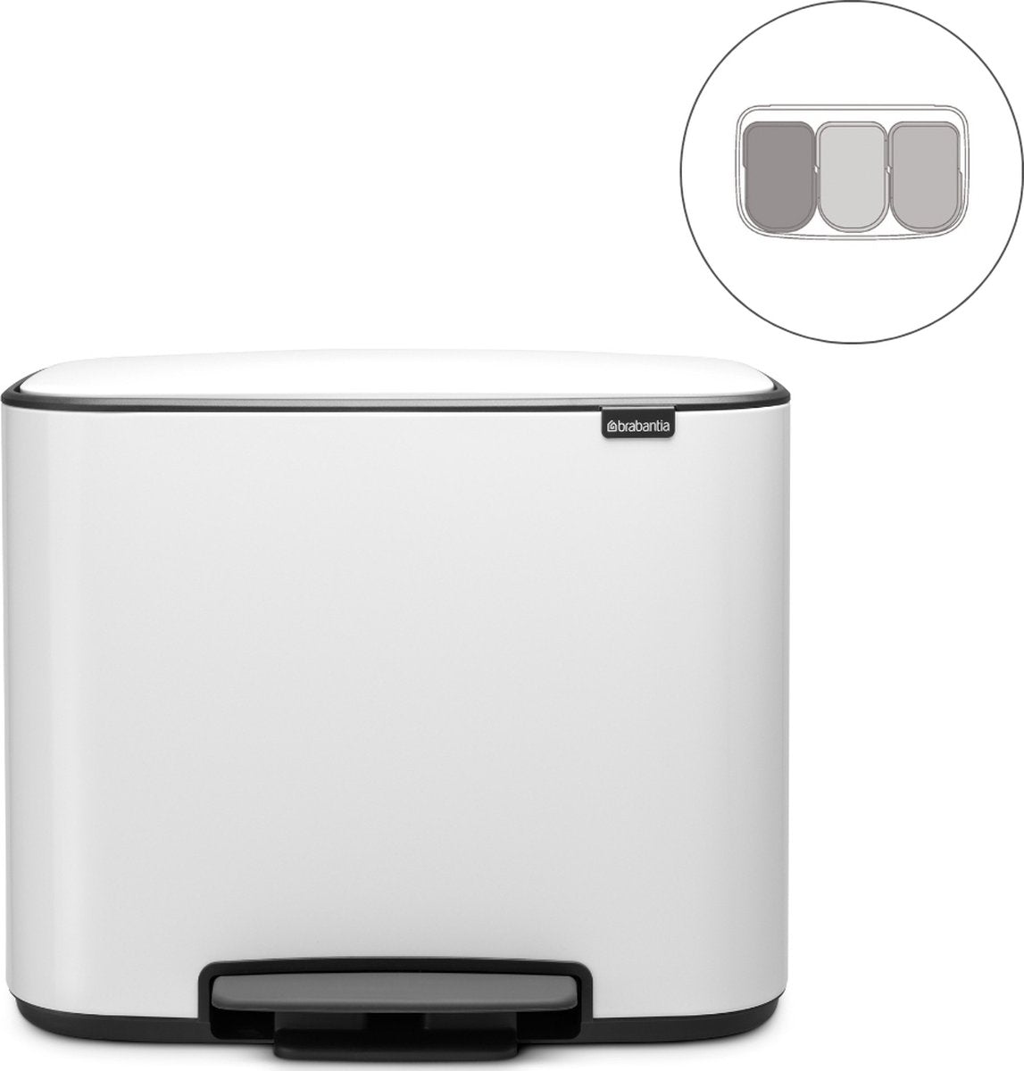 Poubelle Brabantia bo - 3 x 11 litres - tri sélectif - blanc