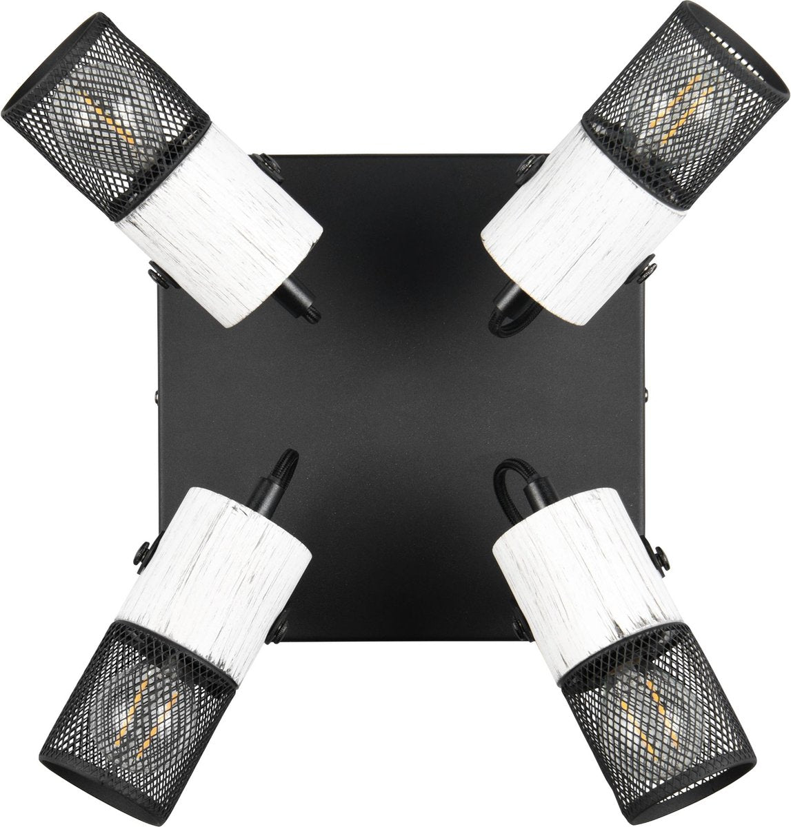 Trio tosh - spot - noir et blanc - excl. Spot de plafond 4x e14 15w - éléments en bois blanc
