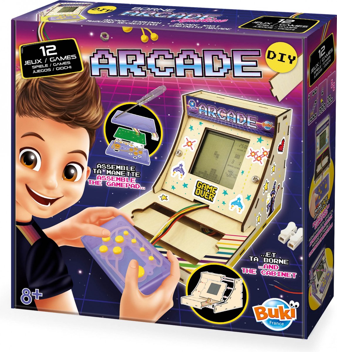 Buki france buki - ensemble d'expérimentation - construire une console de jeu d'arcade - technologie