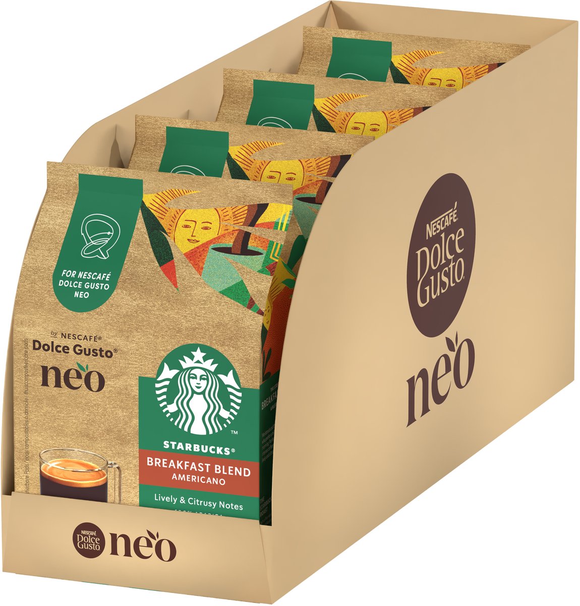 Starbucks by Nescafé Dolce Gusto Neo Coffee Pods Breakfast Blend - 4x12 dosettes pour 12 tasses de café