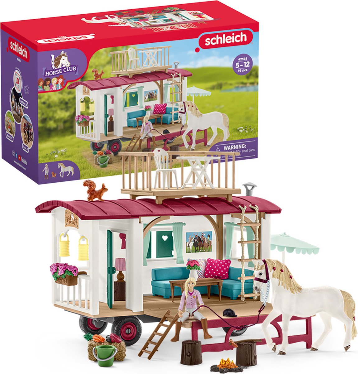Club équestre Schleich - caravane pour réunions secrètes du club - jouets pour enfants garçons et filles - 5 à 12 ans - 42593