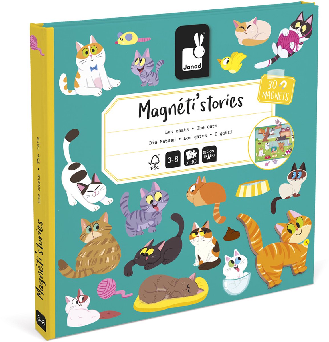 Janod - histoires magnéti - chats - set d'aimants pédagogiques
