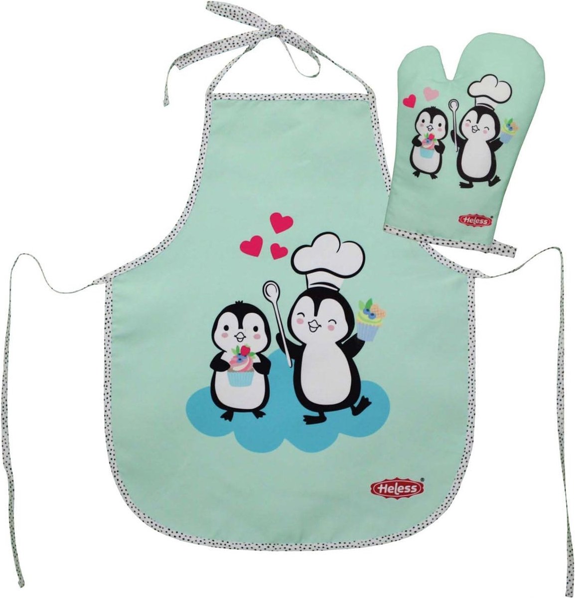 Heless ensemble tablier et gant de cuisine pour enfants pingouin