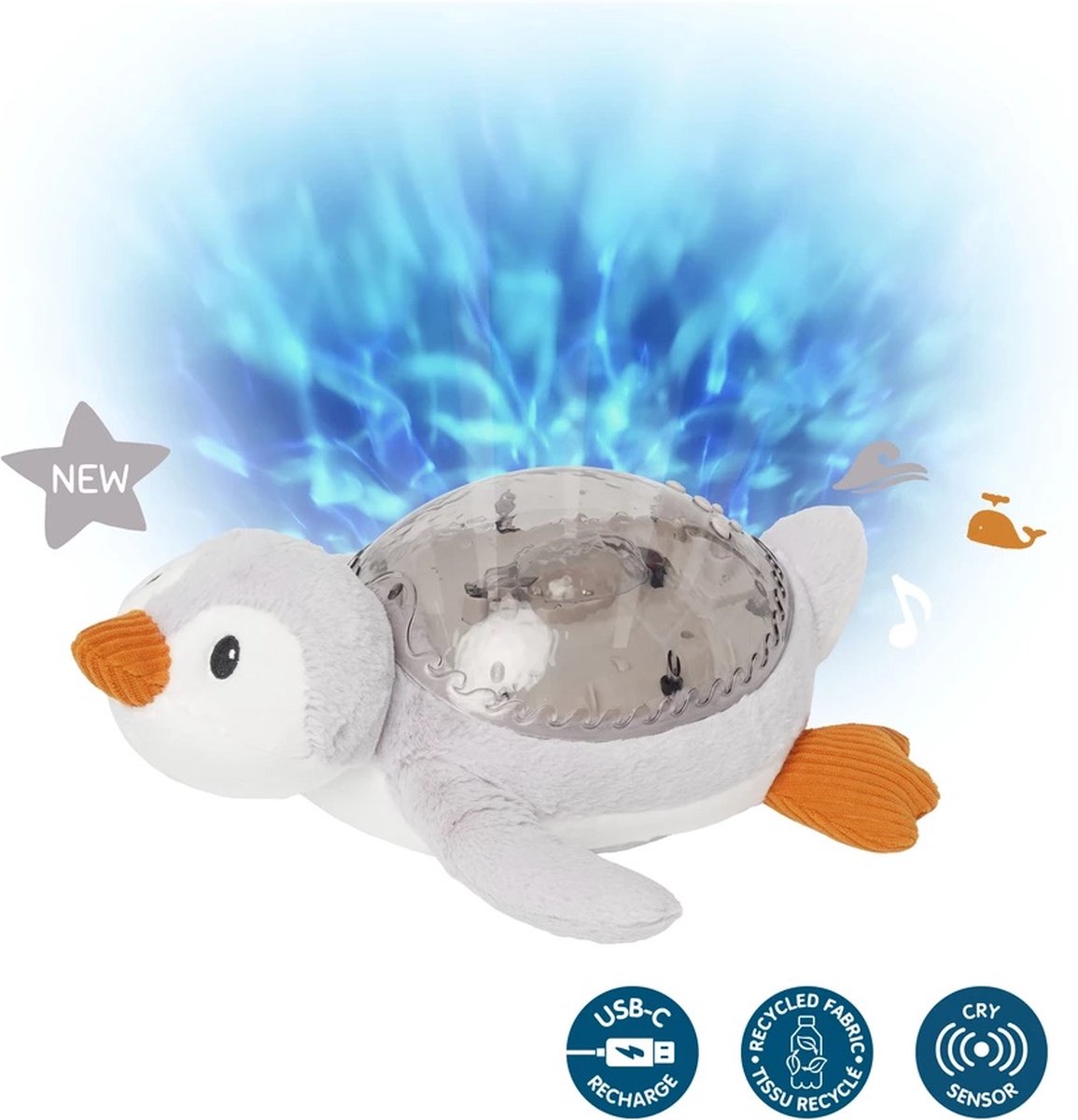 Projecteur musical pour bébé pingouin tranquille Cloud b rechargeable