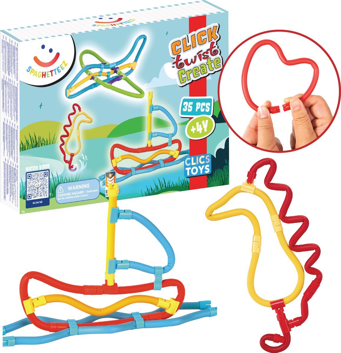 Bâtons de construction flexibles Spaghetteez 3D Art, 35 pcs.