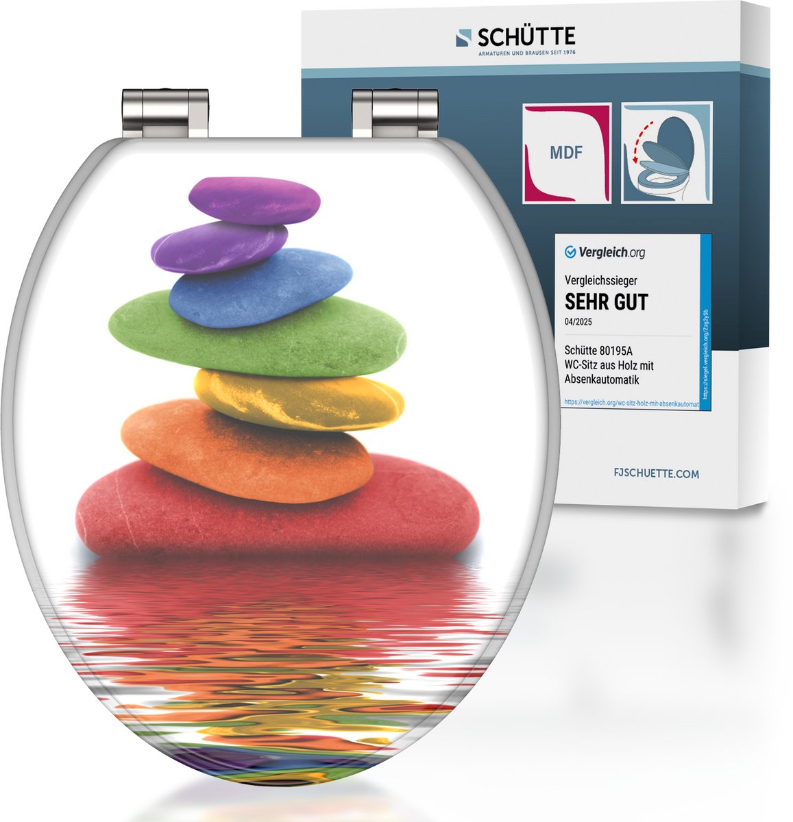 Abattant WC Schutte MDF pierres colorées avec fermeture amortie 80120