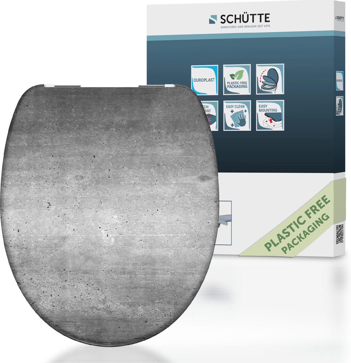 Schütte toilet seat 82155 industrial gray - duroplast - soft close - chrome hinges - decor - 1-sided print