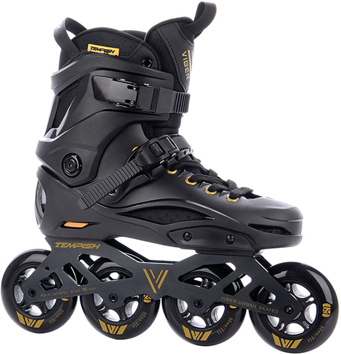 Tempish Viber L.E. 90 patins à roues alignées adultes - roues 4x90 mm - patins à roues alignées de vitesse fitness - or noir - taille 45
