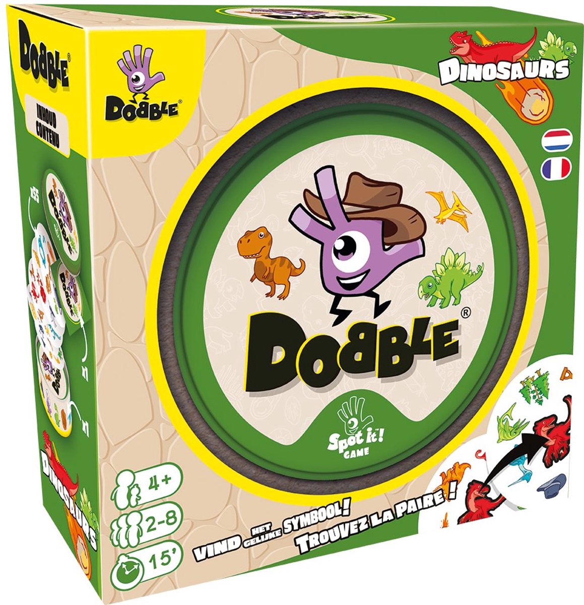 Studio de jeux de société zygomatique asmodee dobble jeu de cartes dinosaures - jeu de réaction pour les enfants et la famille.