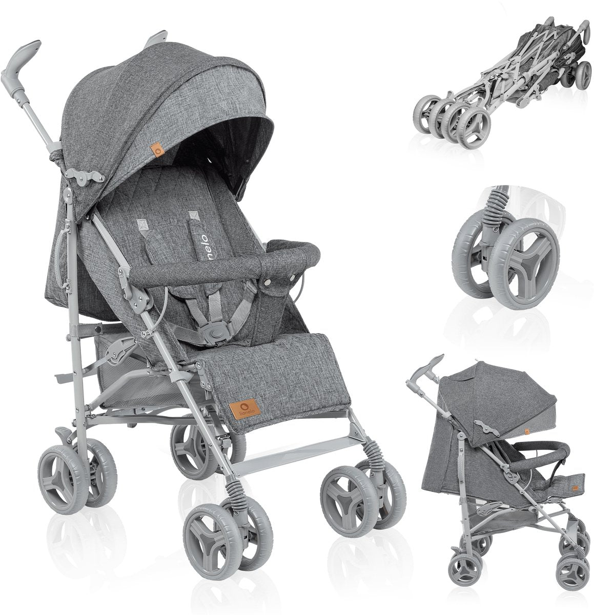 Lionelo irma - buggy - poussette - poussette durable et légère 7kg - convient aux enfants jusqu'à 15 kg - roues à suspension - 360° - de 6 mois à 5 ans - panier de rangement - poignée réglable - système de pliage rapide - taille compacte - moustiquaire