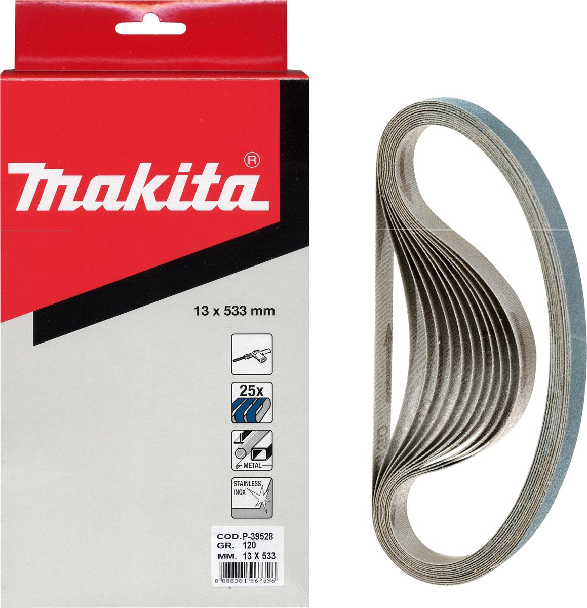 Accessoires Makita bande abrasive bleu longueur 533mm largeur 13mm grain 60 - p-39497