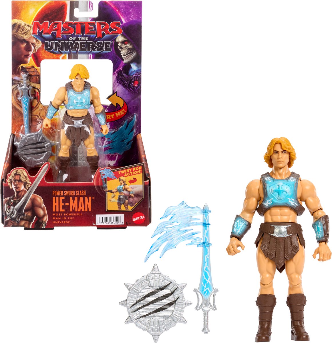 Figurine du film Les Maîtres de l'univers 2026 - homme avec épée puissante avec fonction de retournement et de déclenchement
