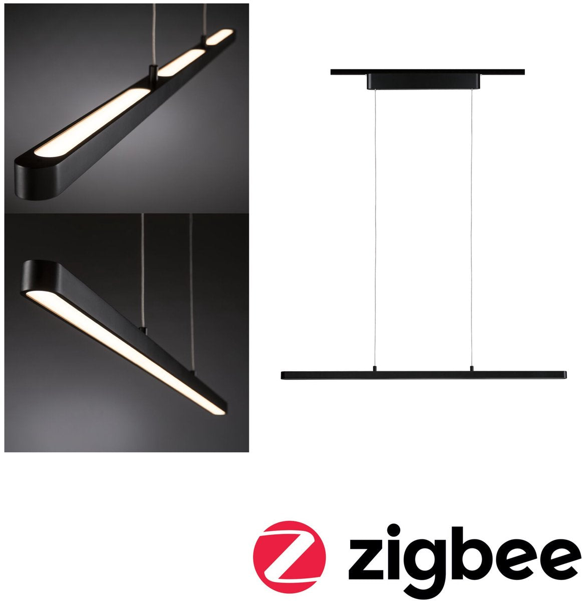 Paulmann Urail Suspensions Smart Home Zigbee 3.0 Lento 3x600lm 3x13,5W Tunable White Dimmable 230V Noir Mat