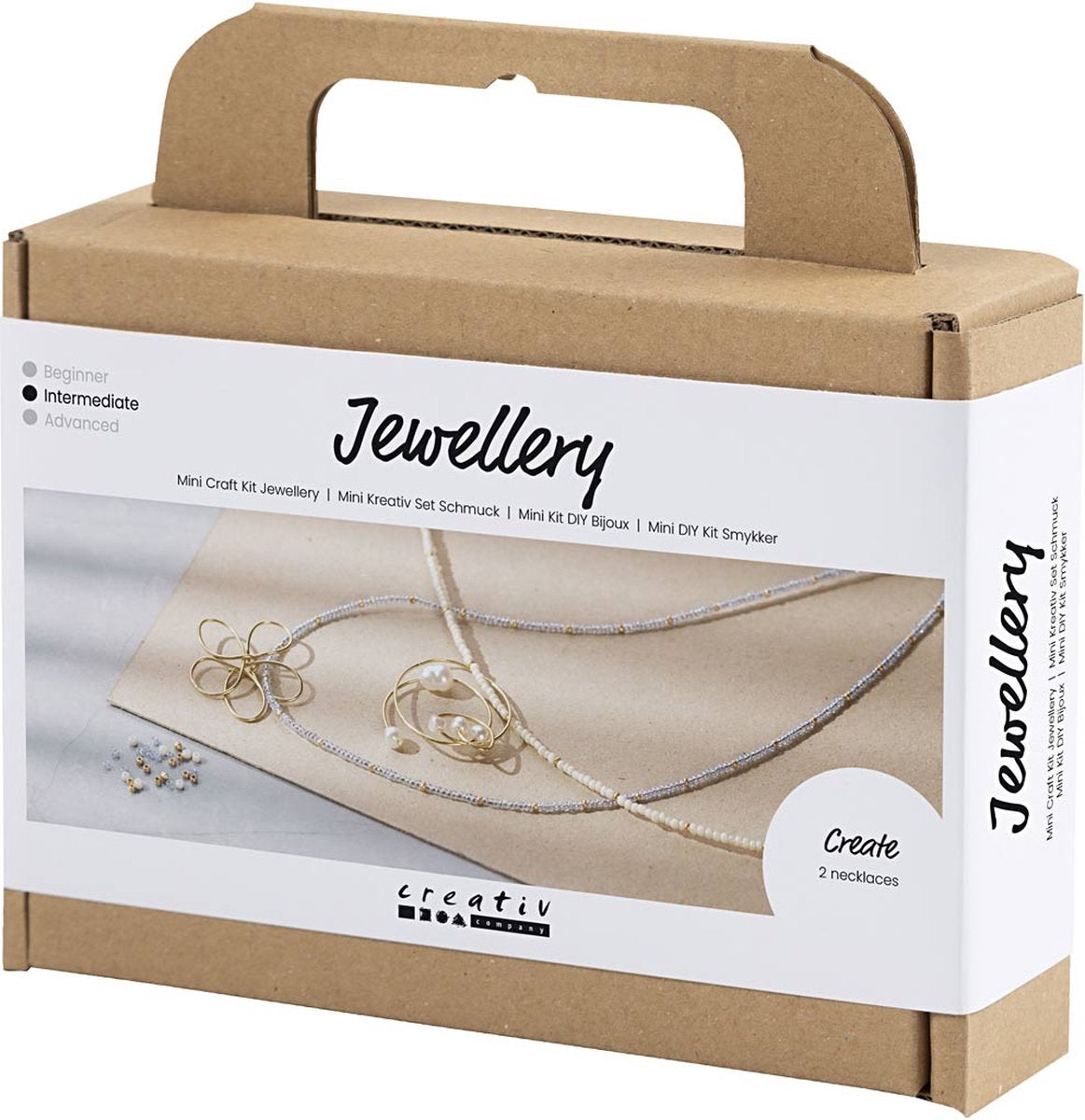 Creativ company mini hobby set bijoux, collier avec pendentif avec fil métallique, plaqué or, 1 boîte
