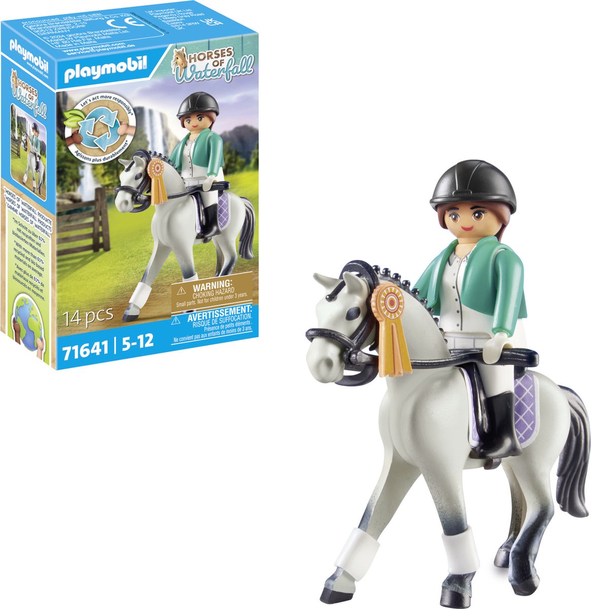 Playmobil chevaux de cavalier de tournoi de cascade - 71641