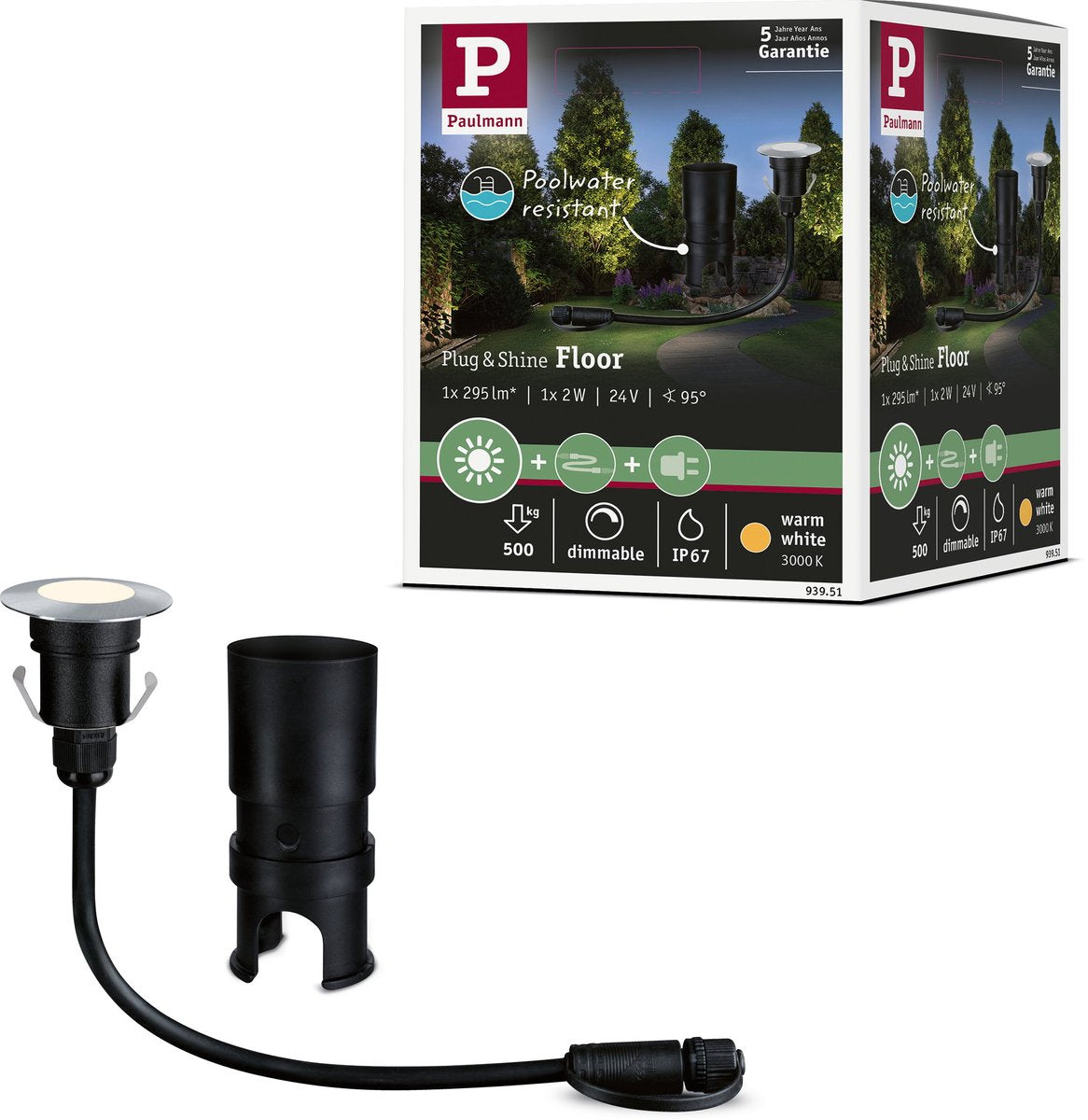 Paulmann Plug Shine LED Spot Encastré Sol Mini Loose Spot IP67 3000K 2,5W Argent