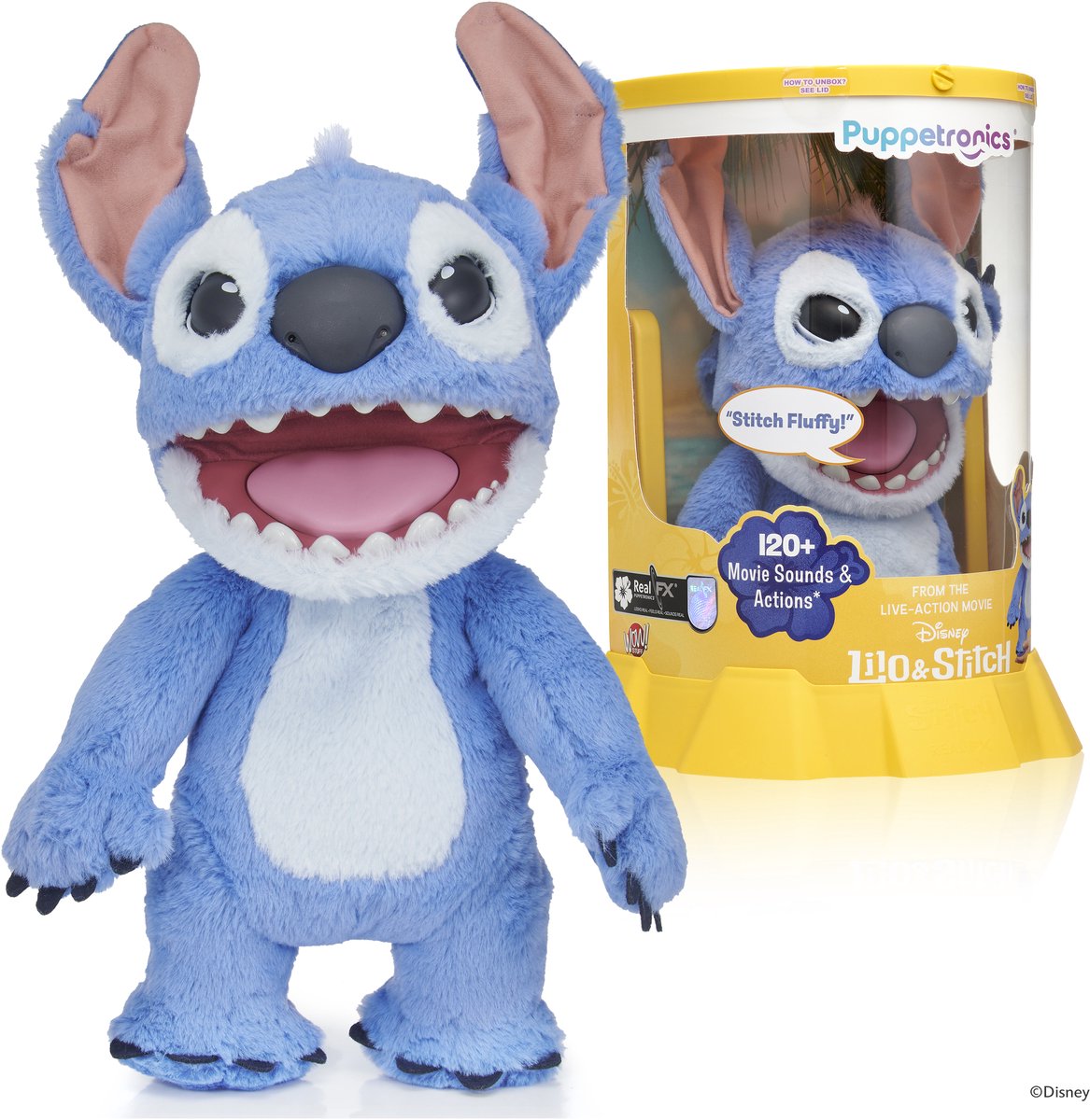 Wow stuff disney stitch interactieve knuffel 45 cm - bewegende stitch pop met geluid - real fx puppetronic animatronic