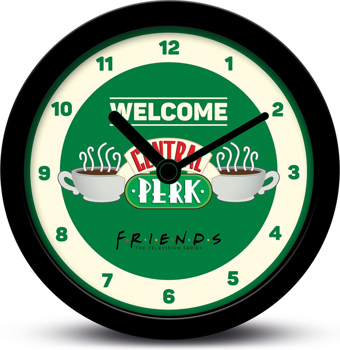 Pyramide amis internationaux - central perk - bienvenue - horloge de bureau - vert - 12cm